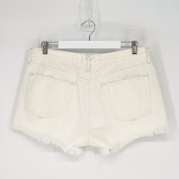 AGOLDE Parker Cut Off Denim Shorts Size 31 Platinum White Raw Hem - Picture 5 of 5